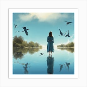 Girl In A Blue Dress 9 Art Print