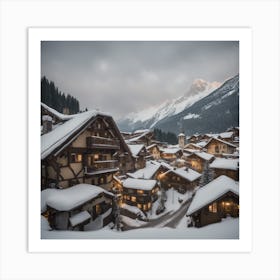 Village In The Snow Art Print