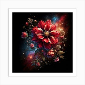 Flowers In Space Art Print