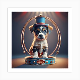 Circus Puppy (Series) Ringmaster Art Print