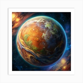 Colorful Abstract Planet In Space Art Print