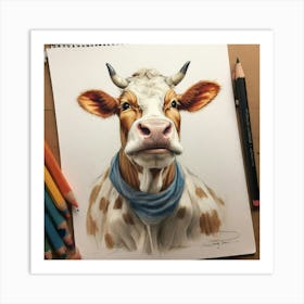 Cow Drawing 8 Art Print