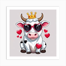 Cute Cow In Sunglasses Art Print