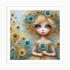 Girl With Blue Eyes 11 Art Print