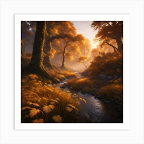 Sunrise In The Forest Art Print