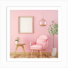 Pink Living Room 1 Art Print