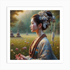 Chinese Woman In Meditation Art Print