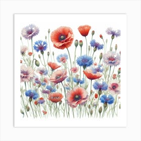 Poppies and Cornflowers 1 Art Print