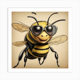 Bee With Sunglasses Art Print