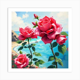 Roses On The Beach 21 Art Print