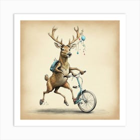 Deer On A Bike 10 Art Print