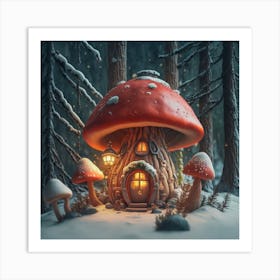 Red mushroom shaped like a hut 15 Art Print