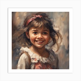  An Artistic Painting Of A Little Girl Smiling Up  Art Print