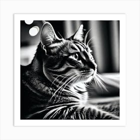 Black And White Cat 3 Art Print