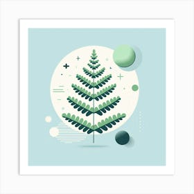 Abstraction with Green fern, Vector art 3 Art Print