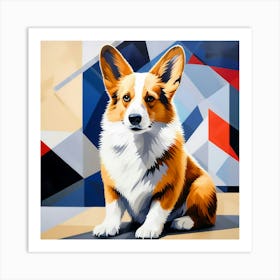 Abstract modernist Corgi dog 1 Art Print