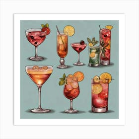 Default Cocktails In Different Styles Aesthetic 1 Art Print