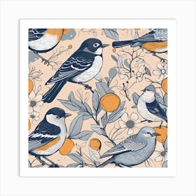 Seamless Pattern With Birds Art Print