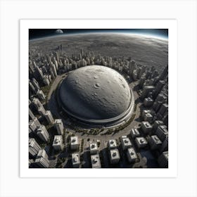 Futuristic City On The Moon Art Print