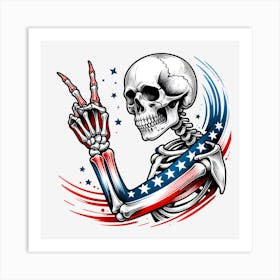 American Flag Skeleton Art Print