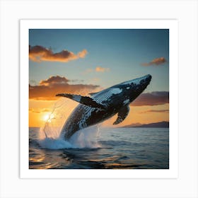 Humpback Whale Leaping Out Of The Water 2 Art Print