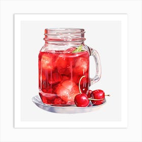 Cherry Juice In A Mason Jar 3 Art Print