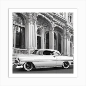 Old Car In Front Of A Building Art Print