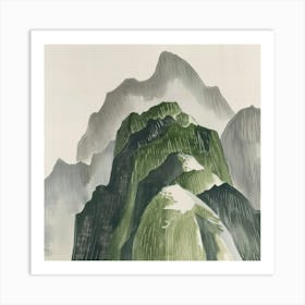 Japanese Watercolour Of Mount Nantai 7 Art Print