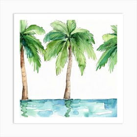 Watercolor Palm Trees 1 Art Print