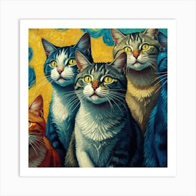 All My Cats Vangogh Style Art Print