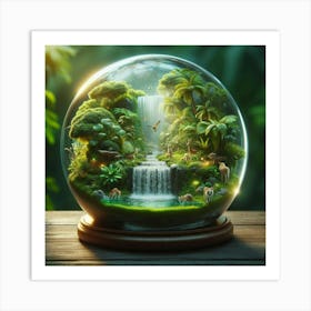 Glass Globe With Waterfall Art Print