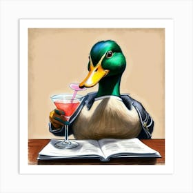 Duck Drinking A Martini Art Print