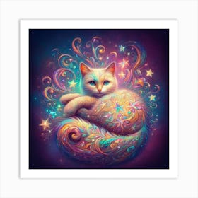 Cat With Stars Art Print