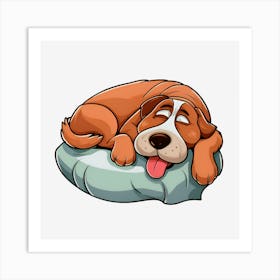 Dog Sleeping On A Pillow Art Print