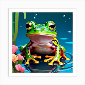 Frog In Water Art Print