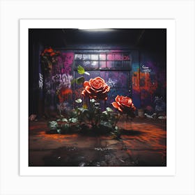 Graffiti Roses Art Print