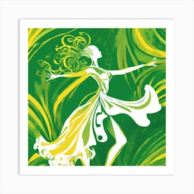 Dancer In Green Dress Art Print