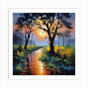 Sunset In The Woods Art Print