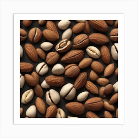 Almonds On A Black Background 6 Art Print