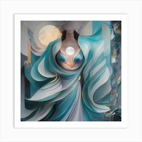 Woman With A Moon Art Print