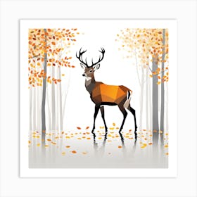 Deer In Autumn Forest Art Print