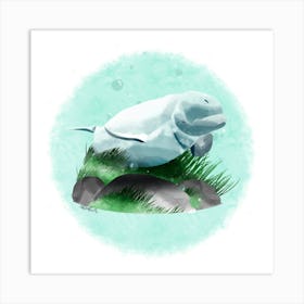 Humpback Whale/Lamantin Art Print