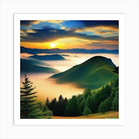 Sunrise In The Mountains 22 Art Print