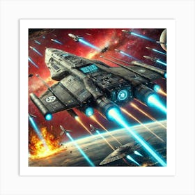 A Futuristic Sci Fi Scene Showcasing The Dual Use Missile Systems Art Print