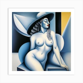 Nude blue 2 Art Print