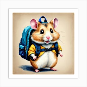 Hamster With Backpack 8 Art Print