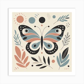 Boho Minimalist Butterfly Sq 3 Art Print