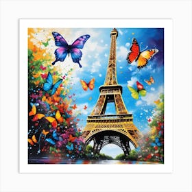 Paris With Butterflies 115 Art Print