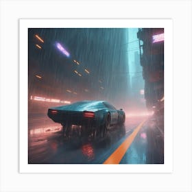 Car In The Rain 1 Art Print