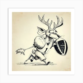 Deer Football Player 2 Art Print